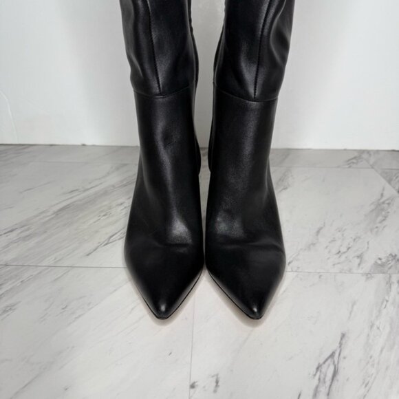 Vince Pilar Pointy Toe Black Leather Heeled Tall Boot 10M - Picture 12 of 16